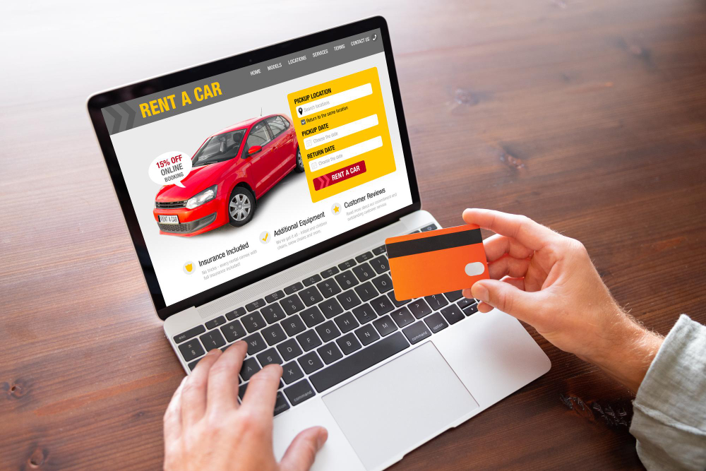 man renting car car rental website